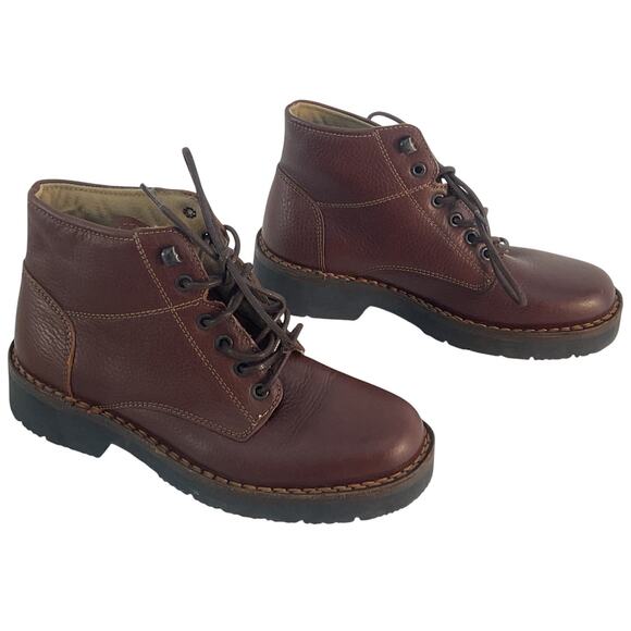 L.L.Bean Brown Leather Lace-Up Ankle Bootie Women’s Size 8 Preowned - Picture 1 of 6